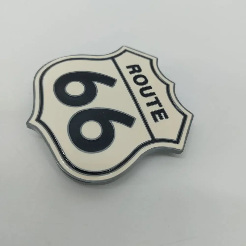Route 66 Highway Metal Belt Buckle Road Trip Enamel White
